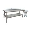 Bk Resources Work Table Stainless Steel With Undershelf, 1.5" Rear Riser 72"Wx24"D VTTR-7224